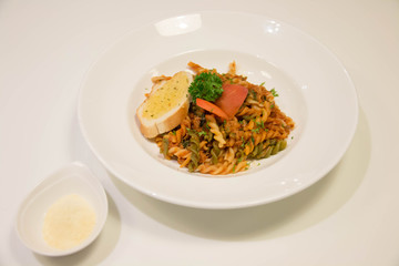 macaroni pasta in spicy tomato sauce