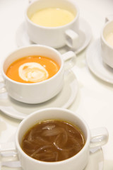 Variety of cream soups  in white