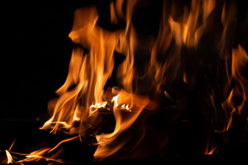Close up photography of flames on black background