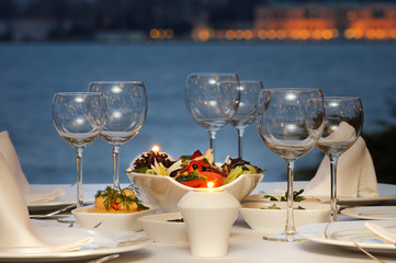 Dinner At The Bosphorus, Istanbul - Turkey (Night Shot)