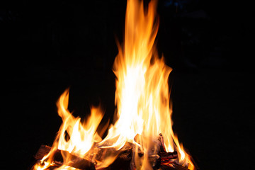 Close up photography of flames on black background