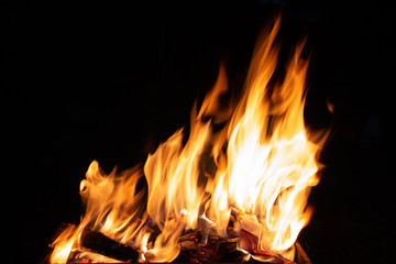 Close up photography of flames on black background