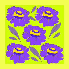 seamless pattern with leaves and flowers