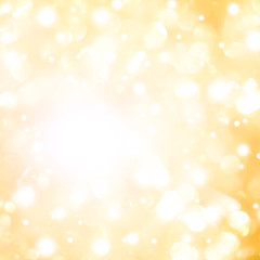 abstract blur glowing gold and yellow color background with bokeh ,snow and shine star for merry christmas and happy new year