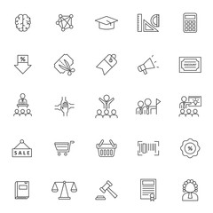 set of business or finance icon, with simple style and editable stroke, use for web asset and presentation pictogram symbol, website,  marketing, ecommerce, startup, SEO outline illustration.