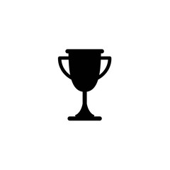 Black trophy, winning cup isolated on white background. First place, award bowl.