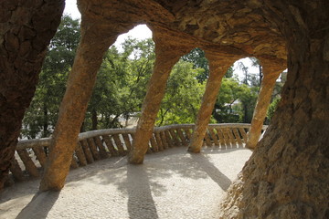 Falling columns in parc guell inside view 2