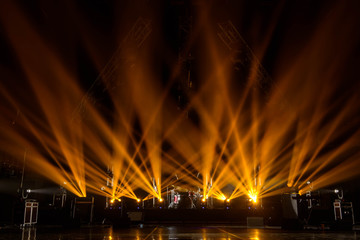 Free stage with lights, lighting devices.