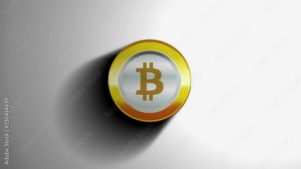 Aufkleber animation of bitcoin currency crypto coin. blockchain system.