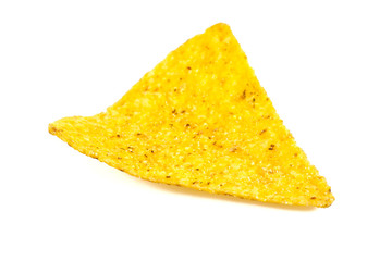 one tortilla chip isolated on white
