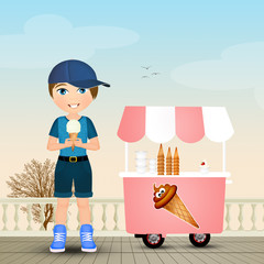 child eats ice cream