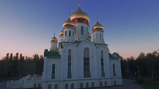 Trinity Orthodox Church in Tambov. Aerial Video 01
