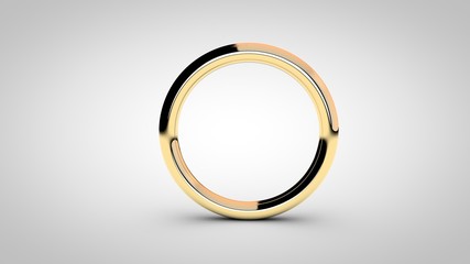 Elegant gold ring, 3D rendering illustration