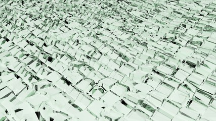 Transparent glass tiles on white, 3D rendering