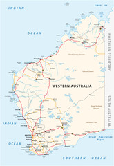 Road vector map of the Western Australian state