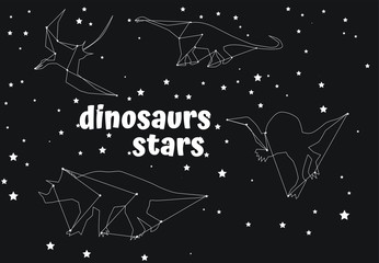 dinosaurs and star text collection. Vector illustration