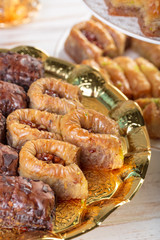 Turkish Ramadan Dessert Baklava with concept background