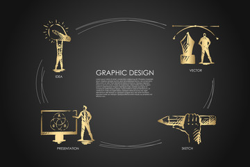 Graphic design - idea, sketch, presentation, vector concept set