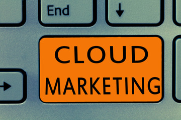 Conceptual hand writing showing Cloud Marketing. Business photo text The process of an organisation to market their services.