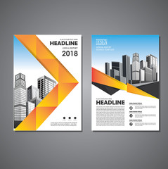 Brochure template layout, cover design annual report, magazine, flyer or booklet in A4 with blue geometric shapes on polygonal background