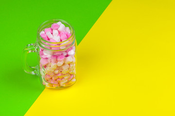 minimal sweet marshmallow on color background