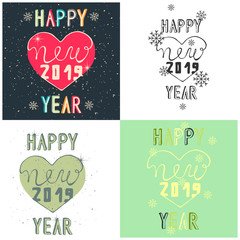 set of cards with New Year's greetings