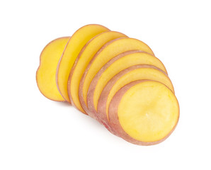 Sliced potatoes isolated on white background