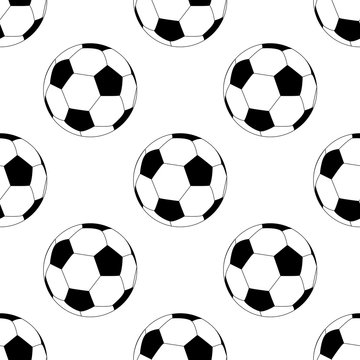 Football vector icon, soccerball. Vector illustration isolated in white background. Seamless pattern.