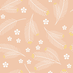 Fototapeta na wymiar Seamless pattern of pine branches and flowers