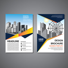 Fototapeta premium Brochure template layout, cover design annual report, magazine, flyer or booklet in A4 with blue geometric shapes on polygonal background