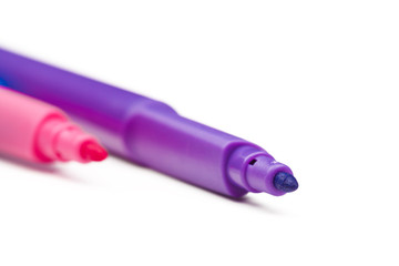 Colored markers isolated on white background