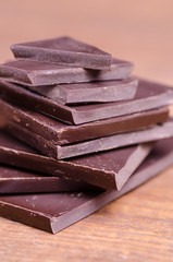 Broken chocolate pieces