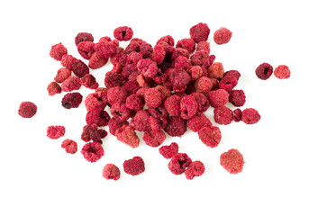dried raspberries isolated on white