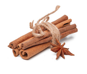 Cinnamon sticks isolated on white background
