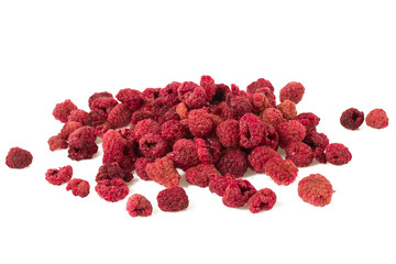 dried raspberries isolated on white