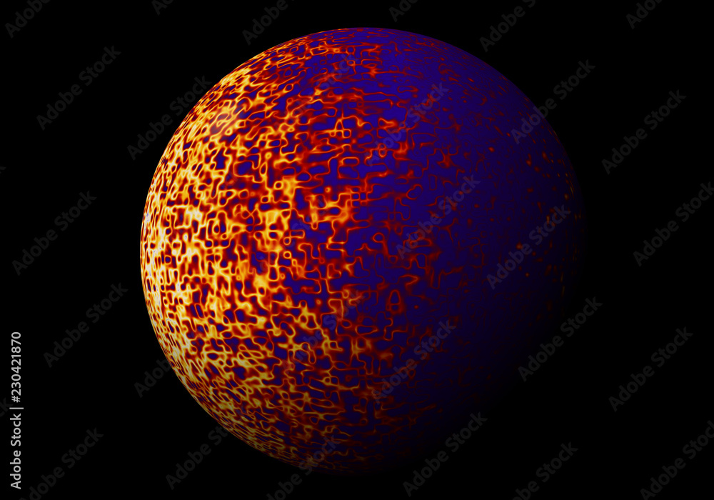 Aufkleber a beautiful magic sphere with a fire pattern. fantasy planet in the middle of dark space. technologi