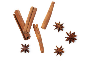 Cinnamon sticks isolated on white background