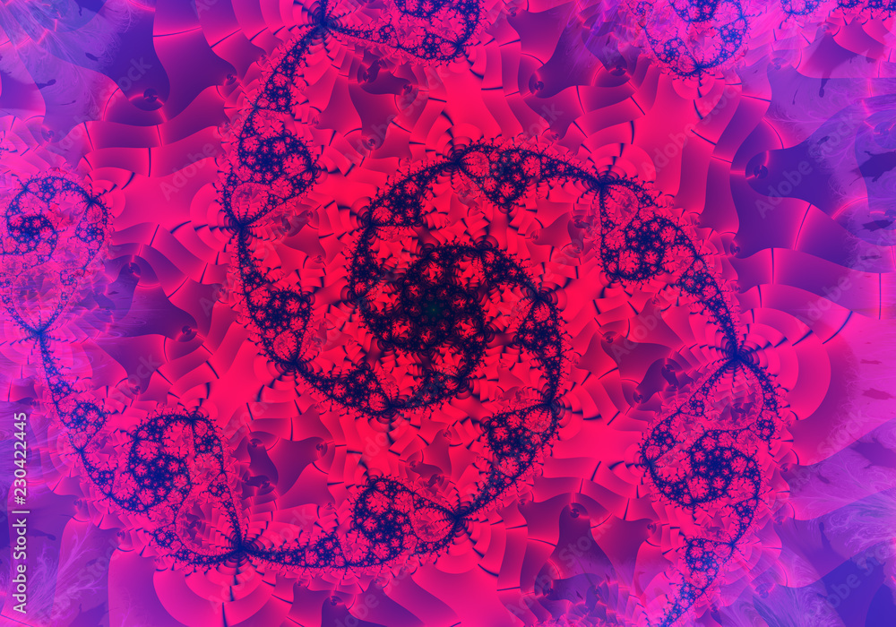 Aufkleber abstract floral pattern. spiral structure. bright colors and calm texture. digital artwork. fractal 