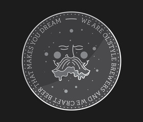 Beer old style brewing white on black