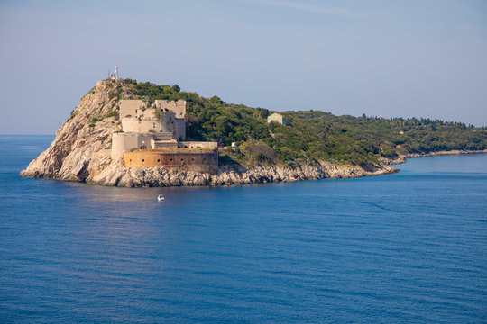 Rt Ostra Light is point extremity of a narrow and rocky peninsula Prevlaka, entrance point of Boka Kotorska in Croatia