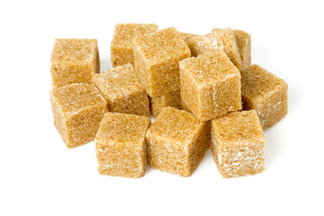 brown sugar cubes isolated on white