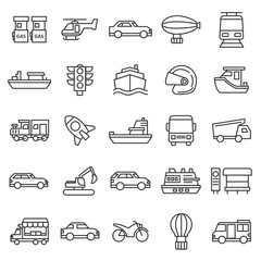 set of vehicle and public transportation icon with modern blue line, concept editable stroke and simple concept, use for infographic design and pictogram asset, vector eps 10