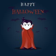 Halloween dracula vampire costume cartoon character vector illustration.