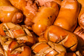 Heap of the fried sausages for background