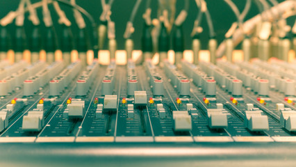 Close up a music mixer,