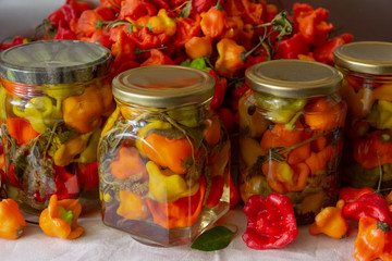 Fototapeta na wymiar glass jars with pepper