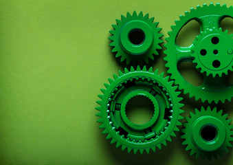gears mechanism green bright technology  background

