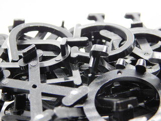 close up plastic  black letters
