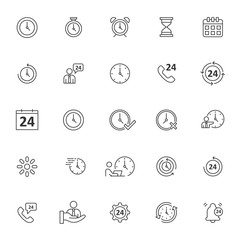 set of time related icon with simple outline and editable stroke