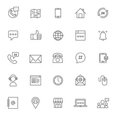 set of icon related of contact information with simple style and editable stroke, vector eps 10